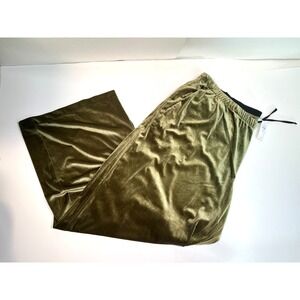 GAP Womens Green Velour Velvet Wide Leg Pants Elastic Drawstring Size XXL New